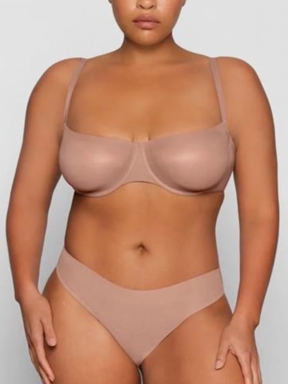 SKIMS Nude Underwire Bra and High-Cut Brief Set